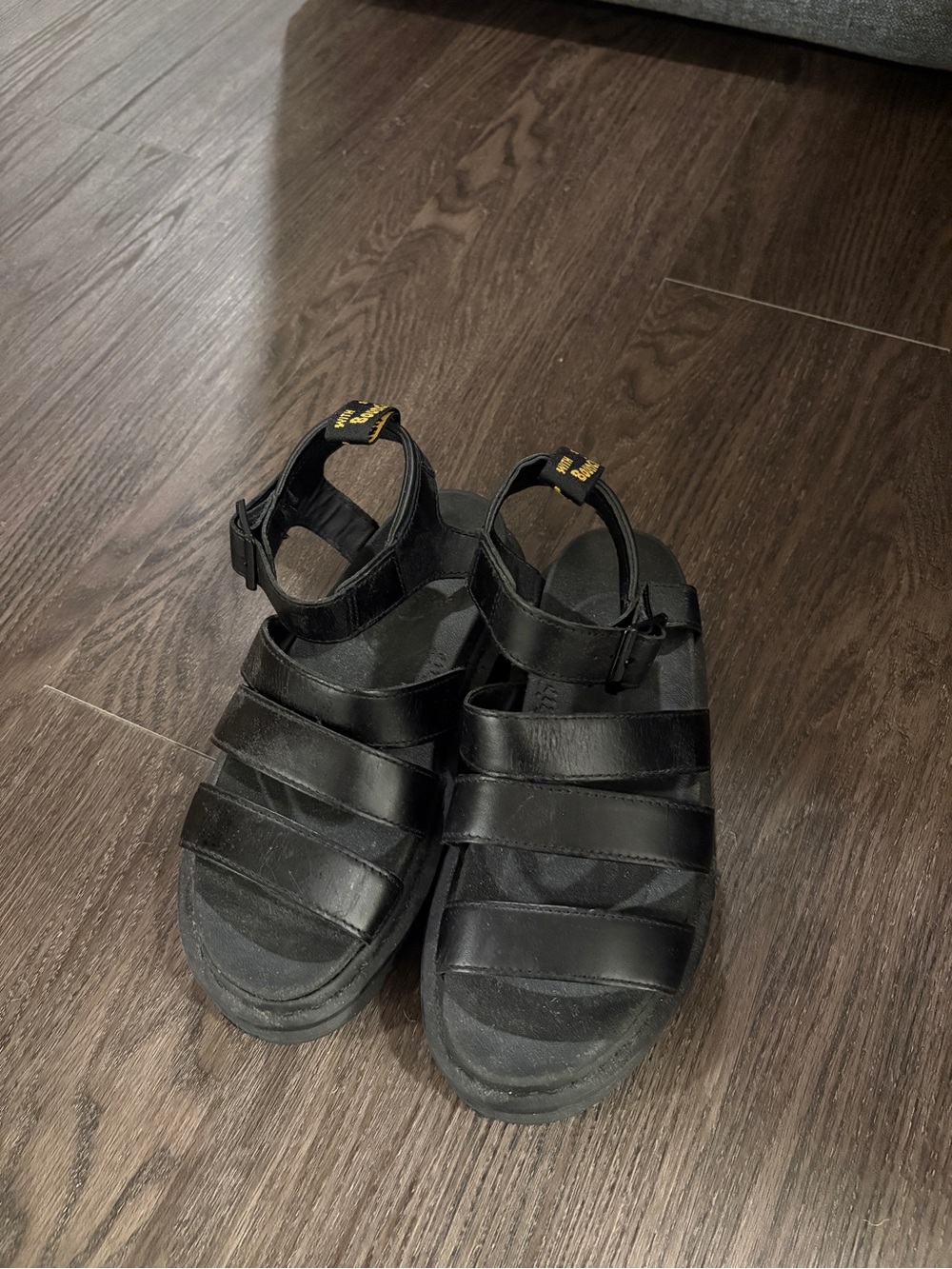 Dr. Martens Black Leather Blaire Platform Sandals